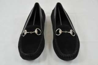 GUCCI DRIVING MOCCASIN BLACK SUEDE HORSEBIT 37 / 7 US $395 (GG356 