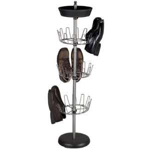   4498, Shoe Tree, 4 Tier Including Top Basket, Hammered Silver Finish