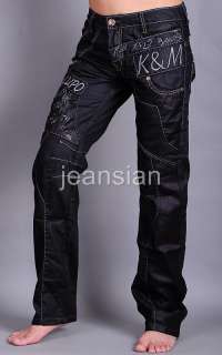 3mu Mens Designer Jeans Pants Denim Trend Black Band W28 30 32 34 36 