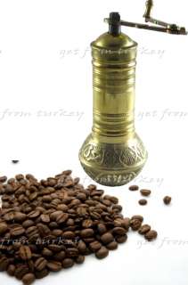   Turkish Coffee Bean Pepper Salt Spice Grinder Mill   Brass   Vintage