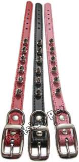 SPIKED Leather Dog Collar, Black, Pink, Red, XS, S or M  