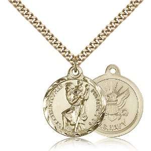 Gold Filled St. Saint Christopher / Paratrooper Medal Pendant 7/8 x 3 