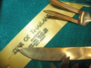 Vintage Star of Thailand Siam Flatware Bronze Silverware & Case 29 