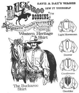 Buckaroo Bobbins Mens Western Heritage Shirt Pattern  