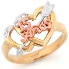 Jewelry Liquidation 14k Two Tone Gold 15 Anos Quinceanera Double Heart 