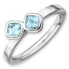   Silver Stackable Expressions Db Cushion Cut Aquamarine Ring Size 5