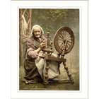 Library Images Irish Spinner and Spinning Wheel. Co. Galway Ireland, c 