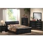 Poundex 5 pc Black finish wood and faux leather Queen bedroom set