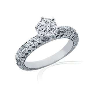  1.20 Ct Round Diamond Vintages Engagement Ring Pave Set W 