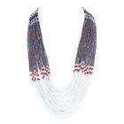  Red, White, Blue and Purple Bead Multi strand Necklace
