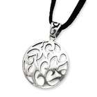 goldia Sterling Silver Swirl Pendant w/ 16 Suede Cord Necklace