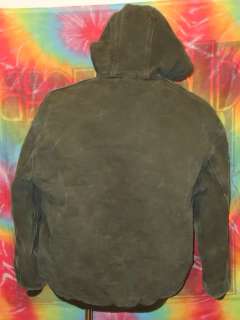   J130 SANDSTONE DUCK Quilt Flannel INSULATED HOODED Moss WORK JACKET L