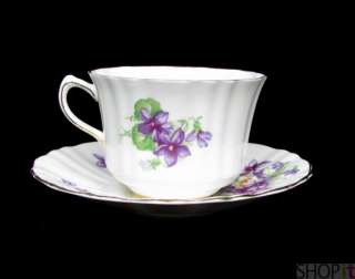 Royal Stuart Bone China Purple Flower Tea Cup & Saucer  