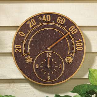   Whitehall Solstice Thermometer Clock   Antique Copper 