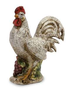   Ceramic Garden Glaze Painted French Country Kitchen Rooster Statue