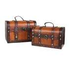 Quickway Imports Decorative Leather Treasure Box   Small Trunk Chest