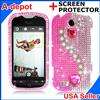 Mobile myTouch 4G Slide Pink Diamond Bling Hard Case Cover +Screen 