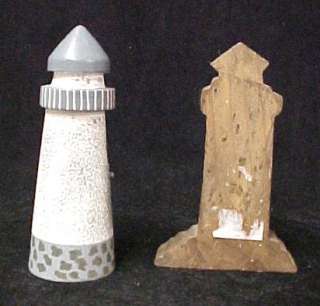 Miniature Wooden Wood 2 Hand Painted Lighthouses  