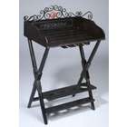 AA Importing Wood Wine Rack with Decorative Metal Scrollwork in Black 