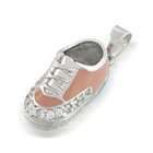 Bling Jewelry Pink Enamel CZ Sneaker Baby Shoe Charm Pendant [Jewelry]