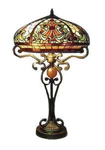 HELMET SHADE~ Stained Glass Accent Table LAMP  