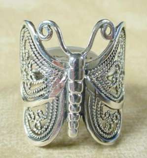 New Sterling Silver Filigree Butterfly Ring   Sizes 6 10  