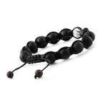  Onyx Bead and 1 Silver Bead Knotted Bracelet in Black String   Bead 