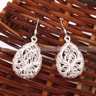New Charming Fashion 925 Sterling Silver Hollow Carved Womens Drop 