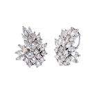 CZ Collections CZ EAR365 Marquise Round C.Z. Diamond Silver Cluster 