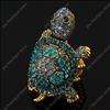 Blue rhinestone turtle tortoise Sz free stretchy ring  