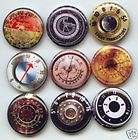 RADIO OLD STYLE TUNING DIALS 9 BUTTONS BADGES PINS
