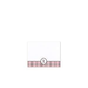  Pink/Brown Plaid Flat Note Baby Stationery Baby