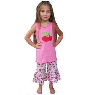AnnLoren Girls Boutique Cherry and gingham Clothing Set  