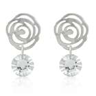 Kate Bissett White metal, Rhodium plated floral filigree earrings with 