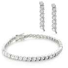 Bling Jewelry Diamond CZ Wave Tennis Bracelet & Earrings Set