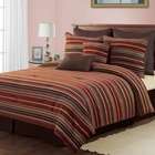   Amber Striped Chenille 8 Piece Comforter Set in Red   Size Queen