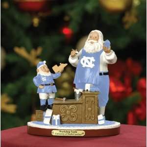  NCAA North Carolina Tar Heels Workshop Santa With Ornament 