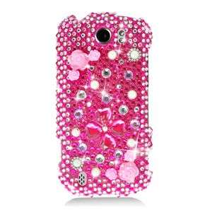 FLOWERS PINK BLING HARD CASE FOR HTC MYTOUCH 4G SLIDE PROTECTOR SNAP 