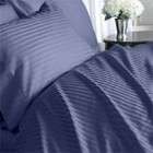   100% Egyptian Cotton STRIPED Navy Queen Duvet Cover with Fitted Sheet