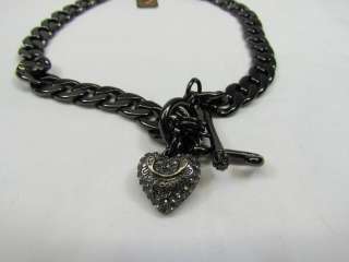 Juicy Couture Hematite Starter Bracelet w/Pave Puffed Heart Charm 