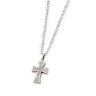Vistabella Stainless Steel White CZ Cross Pendant Chain Necklace