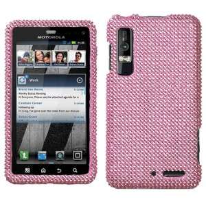 Pink Crystal Bling Case Phone Cover Motorola Droid 3  