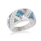 JewelryWeb Sterling Silver Diamond Patteren Synthetic Blue Created 