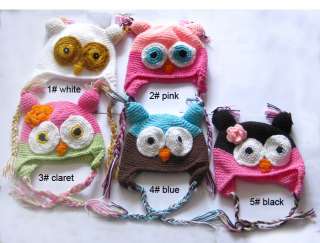 1pcs woolen knit owl hat children toddler girls clothes 2 8T girls 