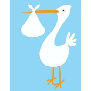  Lisa Jones Studio Blue Stork Hand Printed Greeting Card 