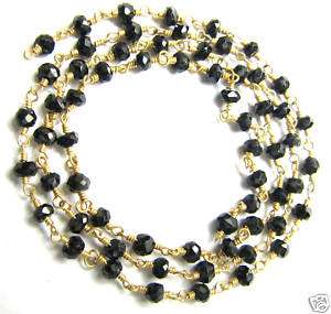 Black Spinel Faceted Rondells Stone Vermeil Bead Chain  