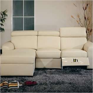 Hokku Designs Mica Left Hand Facing Leather Match Sectional with 