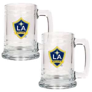 Los Angeles Galaxy MLS 2pc 15oz Glass Tankard Set 