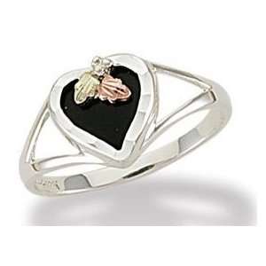   Silver Onyx Heart Ring with 8X8 mm Heart Shaped Onyx Stone Jewelry