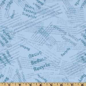  44 Wide Peaceful Planet Words Blue Fabric By The Yard 